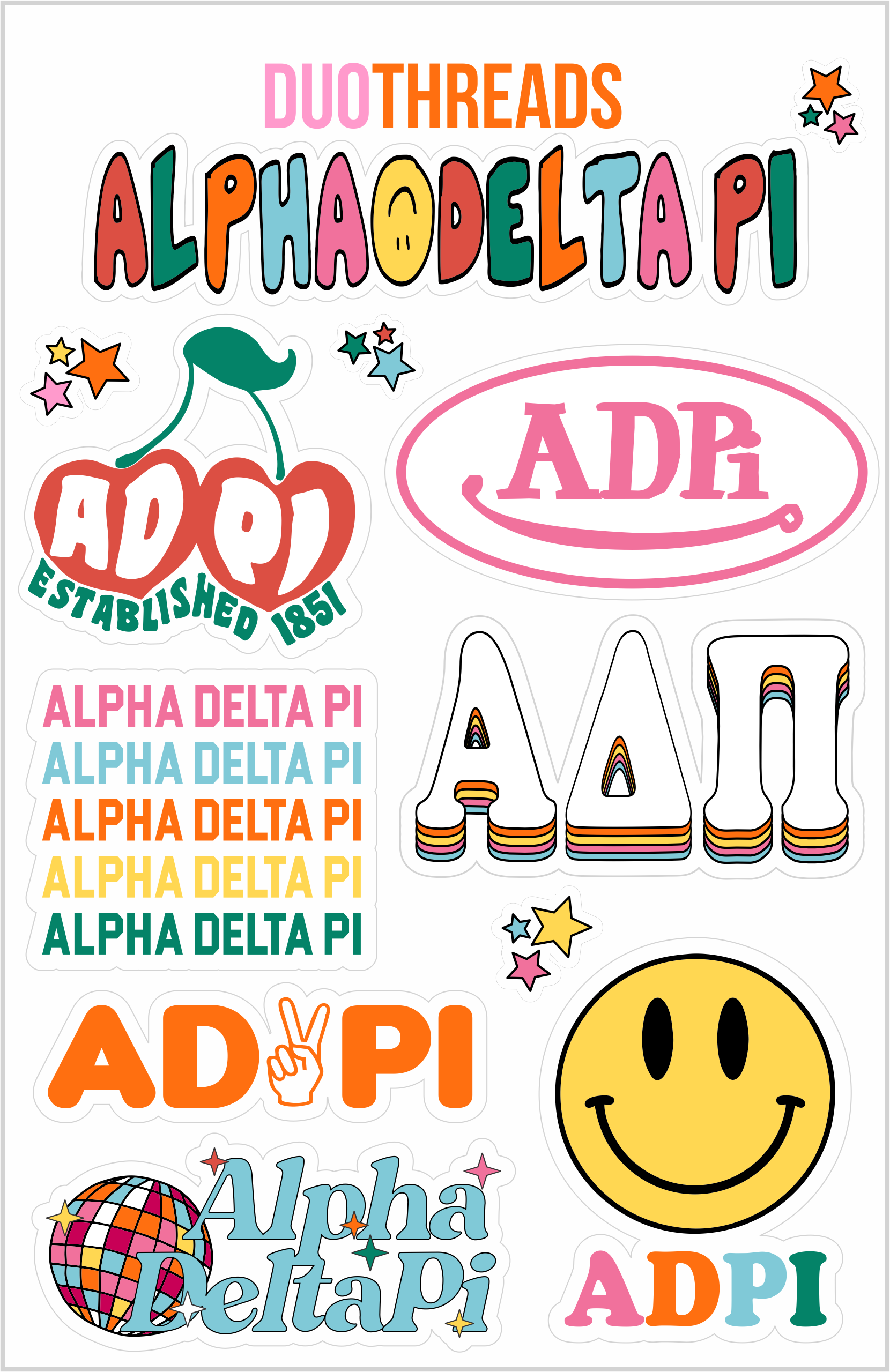 SORORITY RAINBOW STICKER SHEET