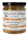 A jar of Terrapin Ridge Farms Pecan Honey Mustard with a label showing the product name and ingredients.