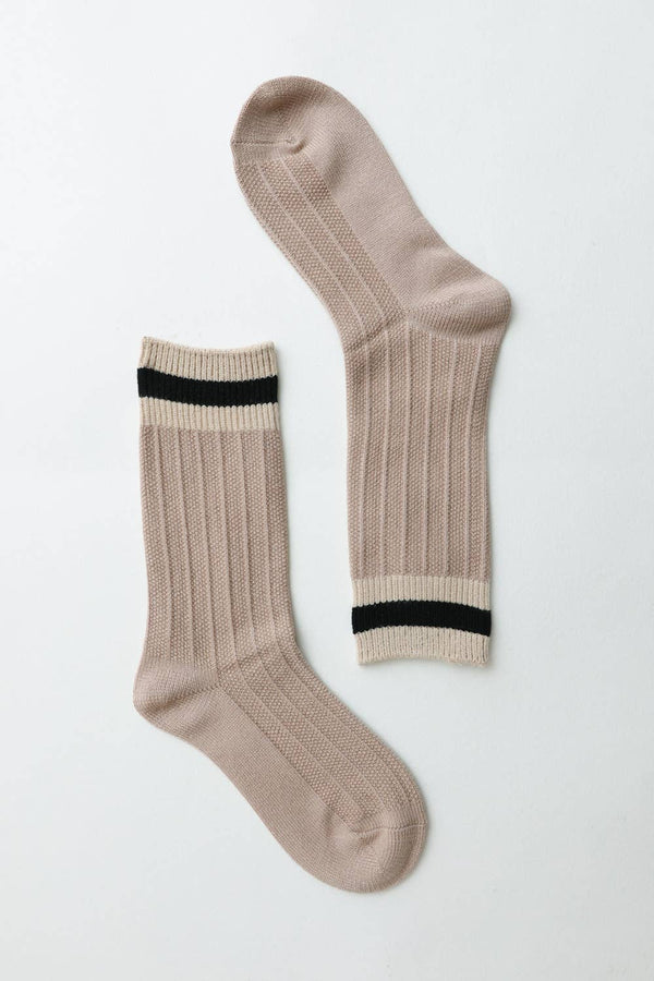 cream tan wool crew color block socks mid height