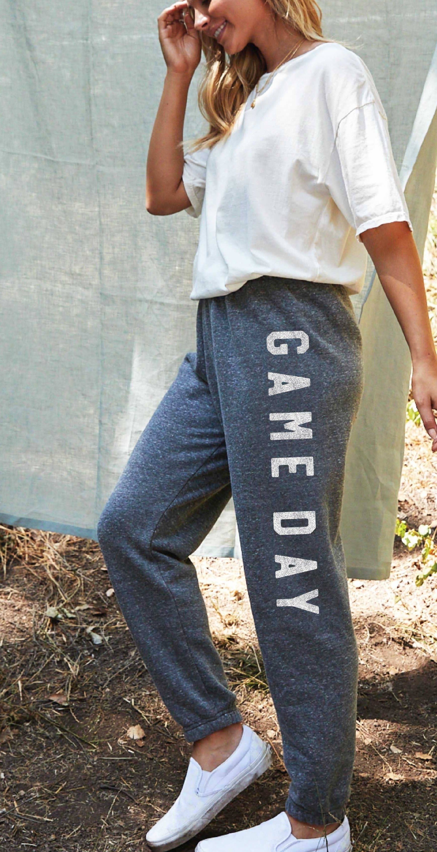 Modest athletic wear grey game day sweatpants