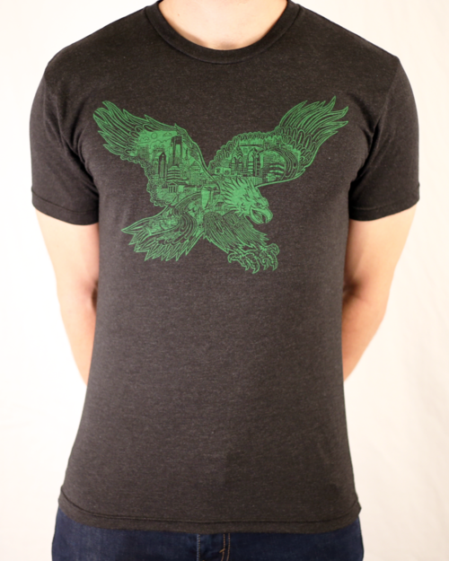 PHILADELPHIA EAGLES SKYLINE BLACK CHARCOAL UNISEX T-SHIRT