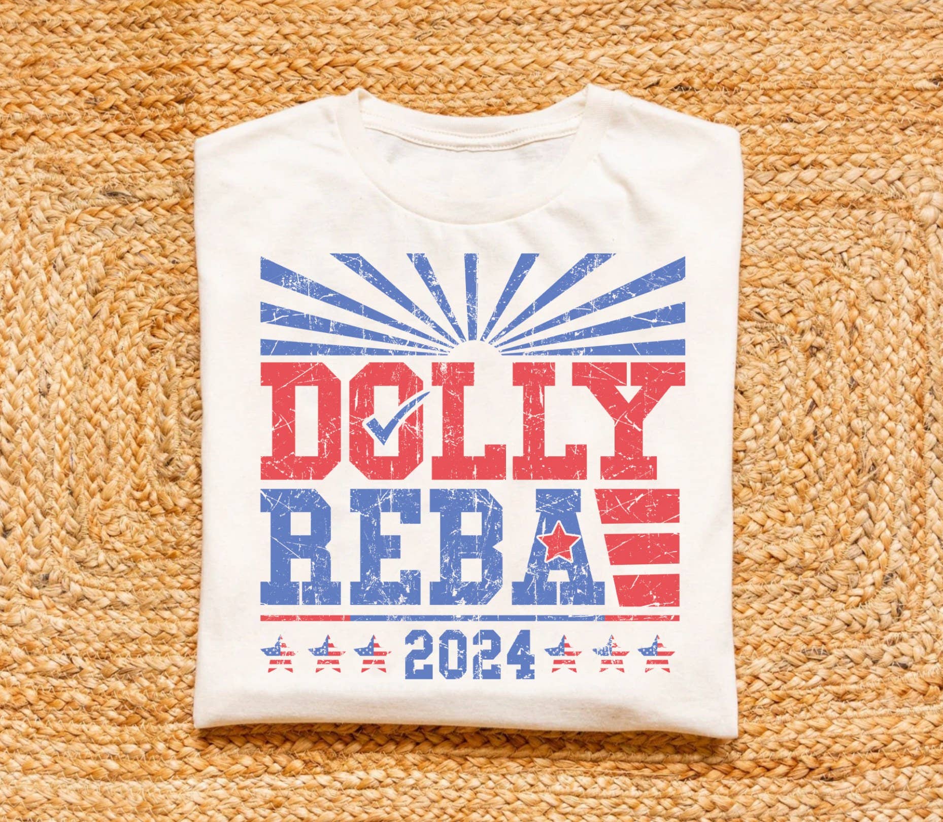 DOLLY REBA 2024 TEE RED, WHITE, BLUE t-shirt voting themed top